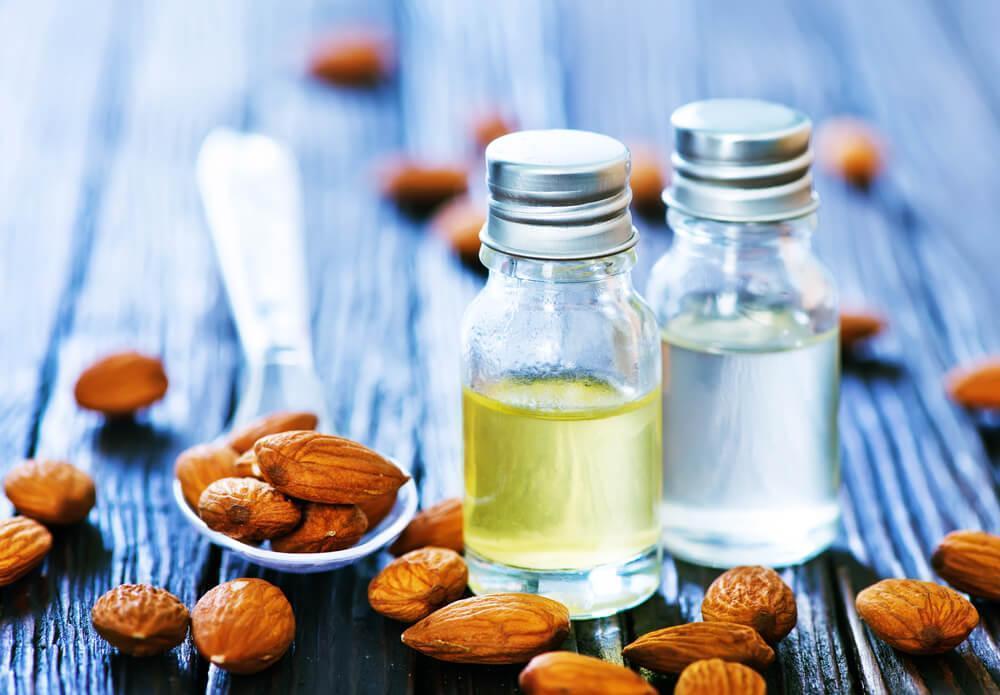 almond oil in bottles