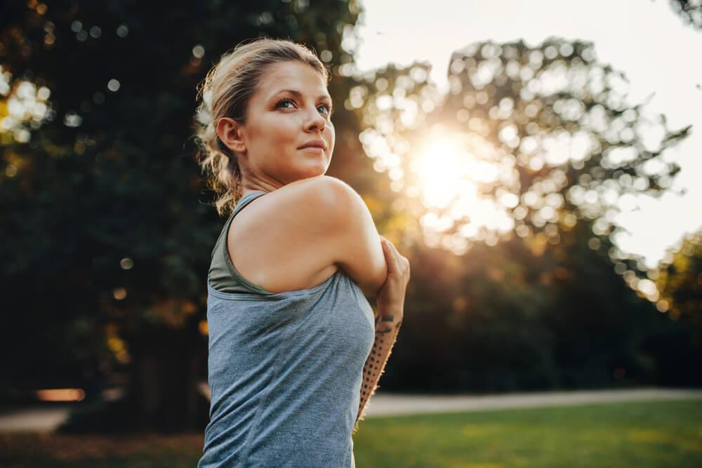 Woman exercising outside