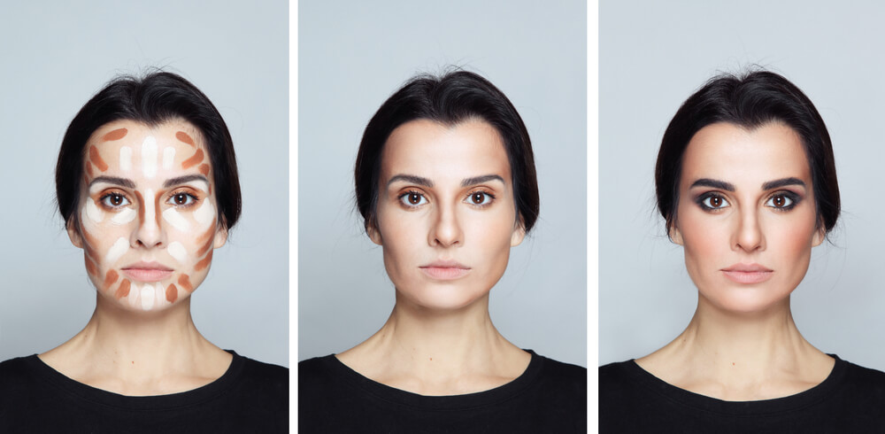 woman contoured face