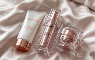 Bionyx Rhodium Set on bed for review